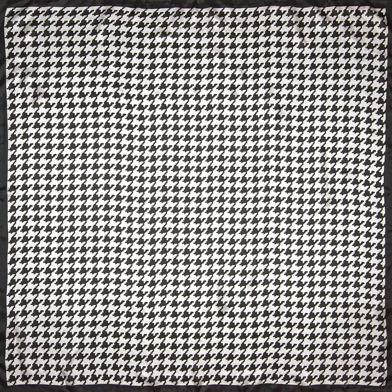 

100% Silk Scarf Women Scarf Houndstooth Headscarf Scarf Silk Bandana 2019 Hijab Middle Square Silk Scarf Wrap Luxury Lady Gift