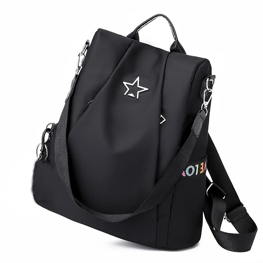 Женский рюкзак с защитой от кражи, на молнии, с тремя карманами, на плечо, оригинальная сумка из ткани Оксфорд, маленькая однотонная сумка