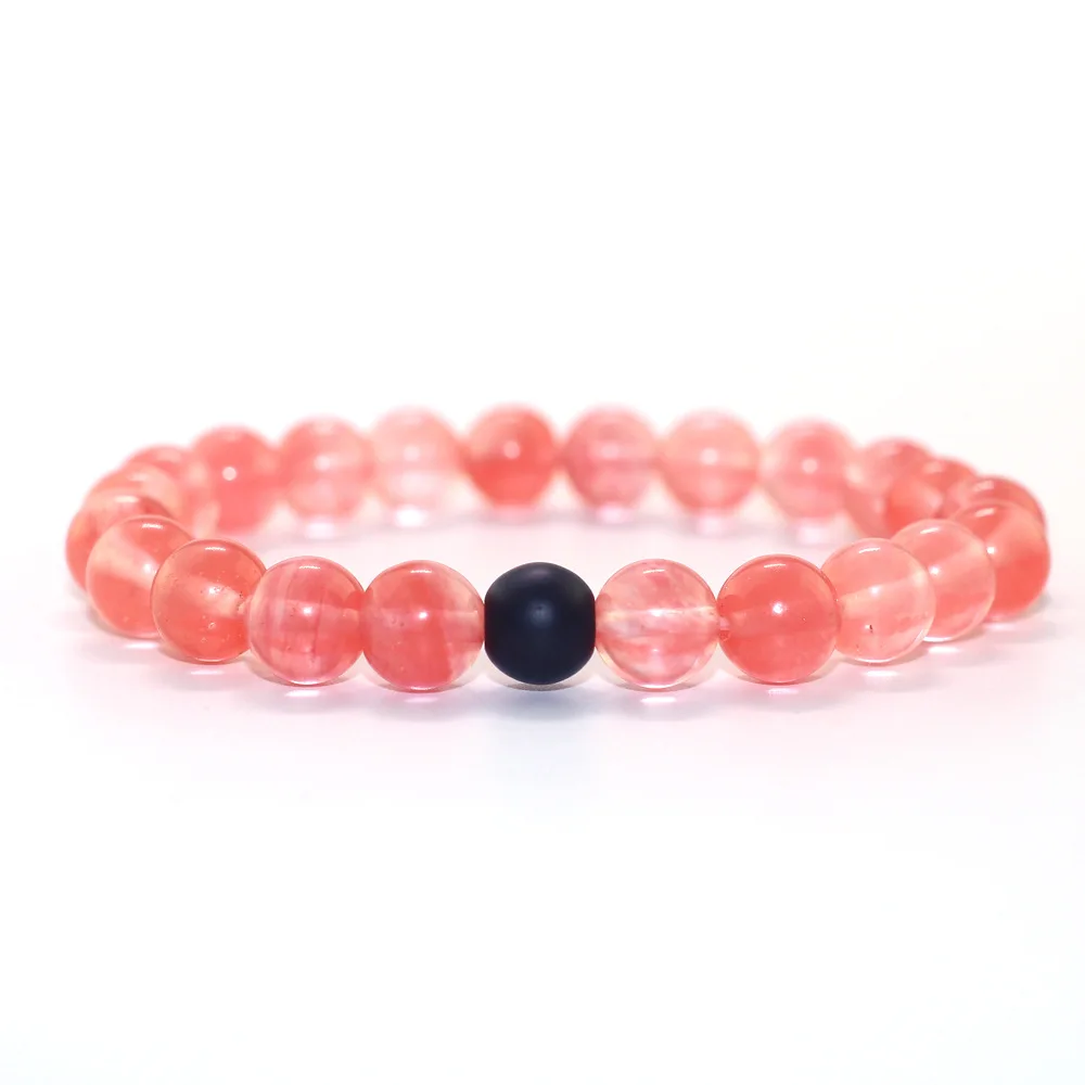 DANJIE Women Hand Chains Pink Jelly Beaded Bracelet Natural Stone Matte Beads Bracelet for Men Handmade Couples Bracelets