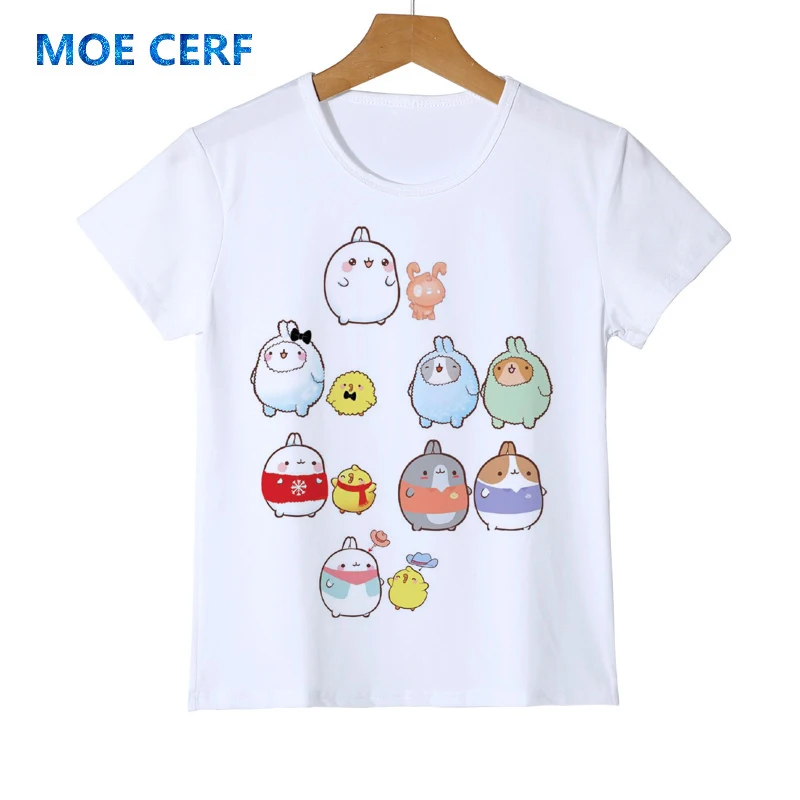 Милые животные Kawaii Molang Rabbit/летняя футболка для маленьких девочек милые детские футболки с короткими рукавами, крутая дизайнерская футболка подарок на праздник, Z53-7 - Цвет: 7