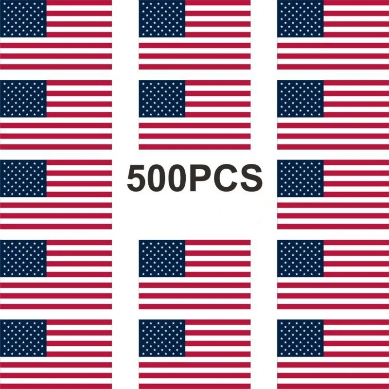 

500Pcs American Flag Stickers Patriotic Sticker Roll Of Stickers 2" Width USA Stickers