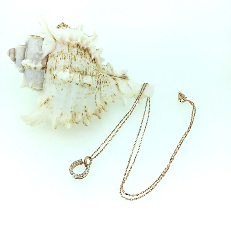 

ANI 14K Rose Gold (AU750) Wedding Pendant 0.161 Carat I-J/SI Real Natural Diamond Three Color Women Engagement Chain Necklace