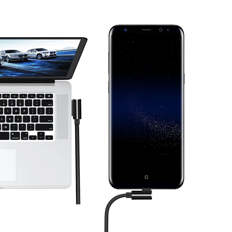 Byleen USB C линия 3 1 Быстрая зарядка 90 градусов L Тип шнур для передачи данных зарядное
