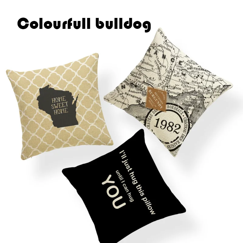 

Cheap Home Sweet Home Pillow Cushion Case Retro World Map Party 17.7Inch Linen Promotion Home Decoration Lumbar Pillow Covers