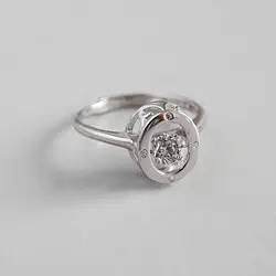 WYJZY геометрический Овальный инкрустированные 4A стерлингового серебра Циркон Открытое кольцо женская мода повседневные аксессуары