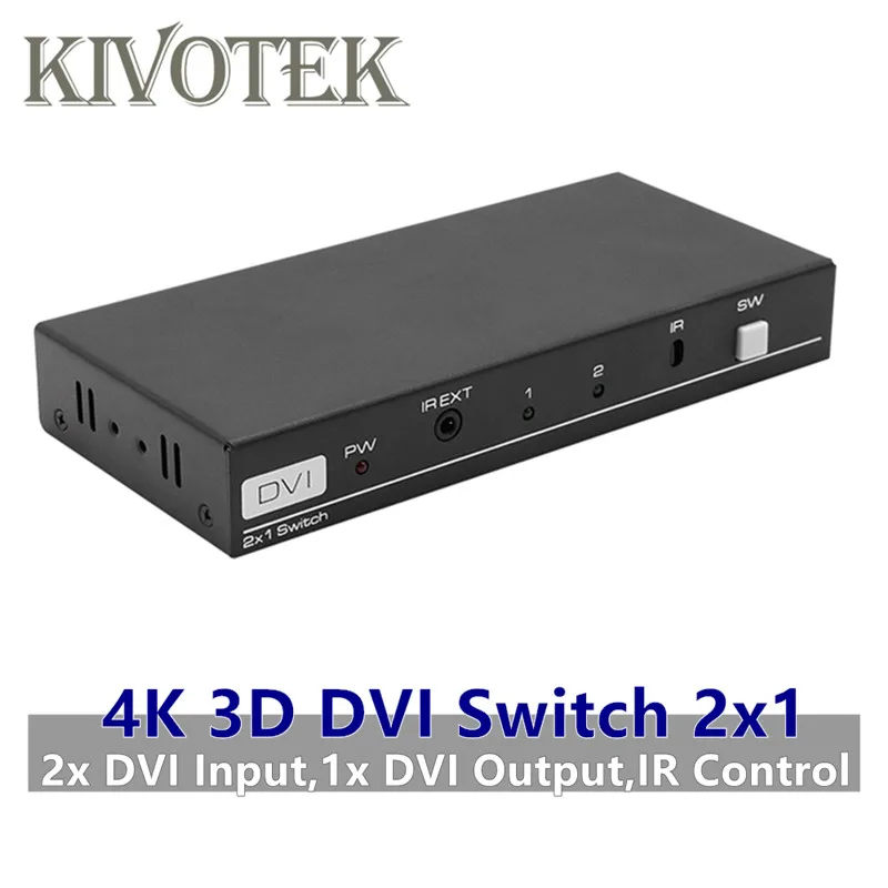 T 4K 3D 1080P DVI Switch 2x1 Switcher Adapter DVI-D Female Connector IR Extender DTS AC3 DSD For CCTV PC DVD Camera Free Shipping (3)