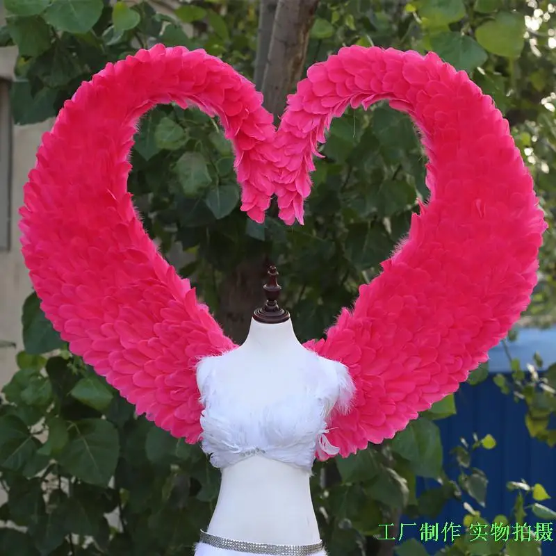 

Large hart shape beautiful feather wings fit for opening ceremony Model's stage show Wedding decorations red white fairy wings