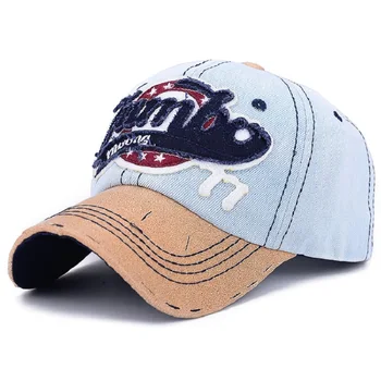 

Spring and Summer Washed Cotton Baseball Cap with Applique logo Grinding leathery bill Letter Panelled Hat for Men Women Vintage