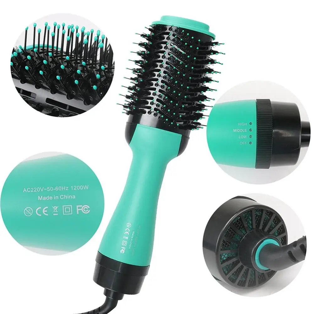 Electric Heating Comb Hair Straightener Curler Professional Salon One Step Dry/Wet Two Using Hair Dryer Brush