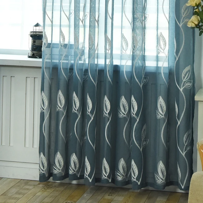 

2018 Hot Sales Embroidered european Eyebrow style Window sheers Home Decor Window Curtain Cut Flowers Window tulles 1pc