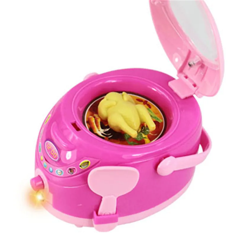 Mini Children House Pretend Play pink electric cooker chicken moving