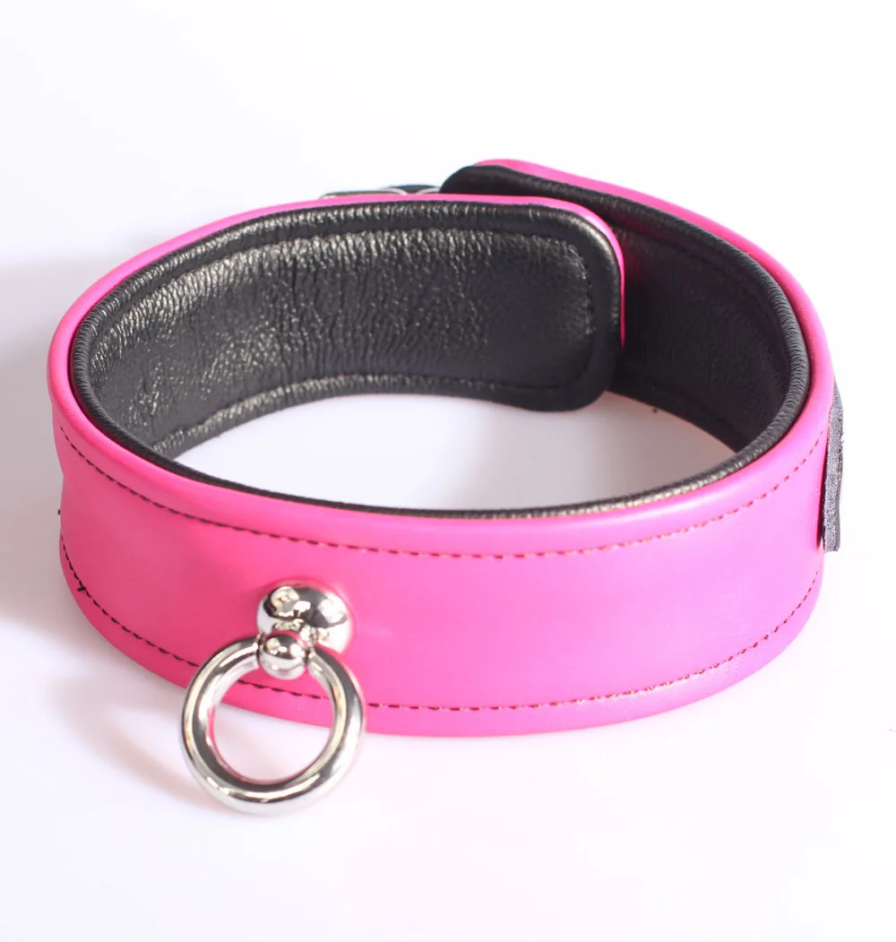 2014 New Arrival Best Real Leather Restraining Collar, Lady Sexy Pink