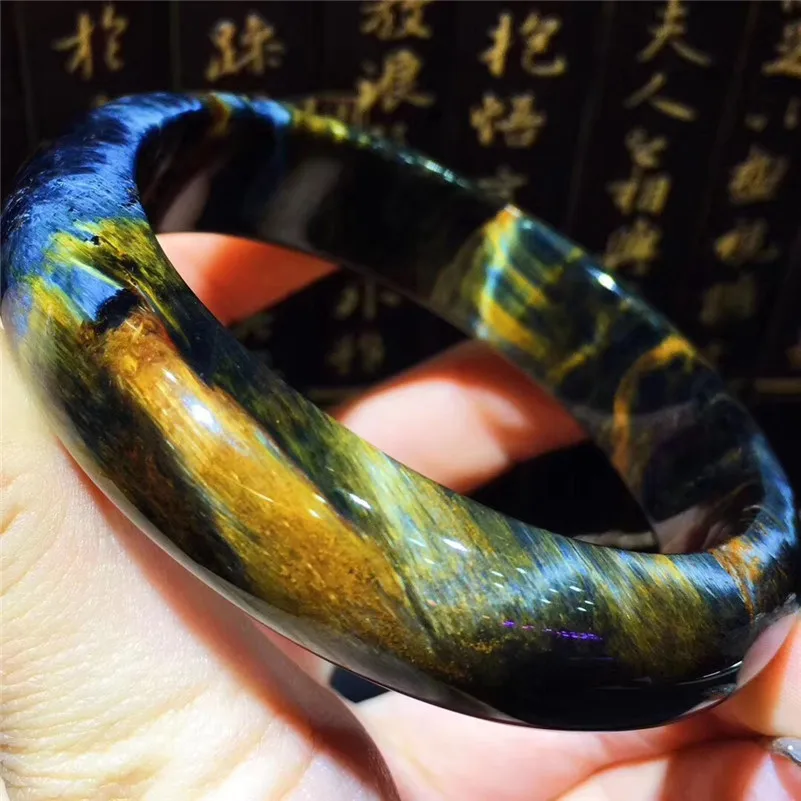 

Genuine Natural Pietersite Bangles 58.2mm Inner Dia Gemstone Crystal 14.6mm Women Female Fashion Bangle Luxury Jewelry Gift