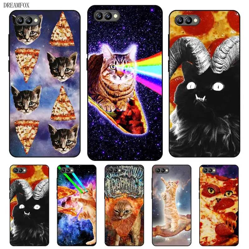 P169 Pizza Cat Black Silicone Case Cover For Huawei Honor 6A 6C 6X 7C 7X 8 Lite Pro |