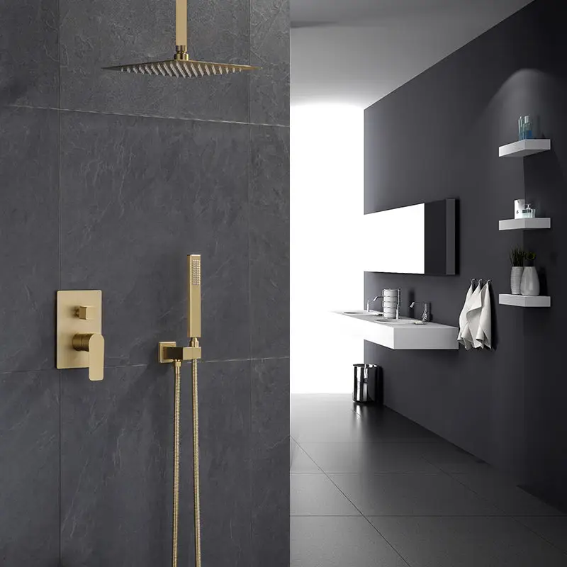 Style 2 Смеситель для ванной комнаты, набор из латуни, настенный смеситель для душа, горячая и холодная ванна, смеситель для душа, Матовый Золотой Матовый кран для биде - Цвет: Style 2