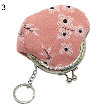 

Vintage Lady Girl Small Canvas Flower Kiss Lock Coin Purse Keychain Wallet Gift