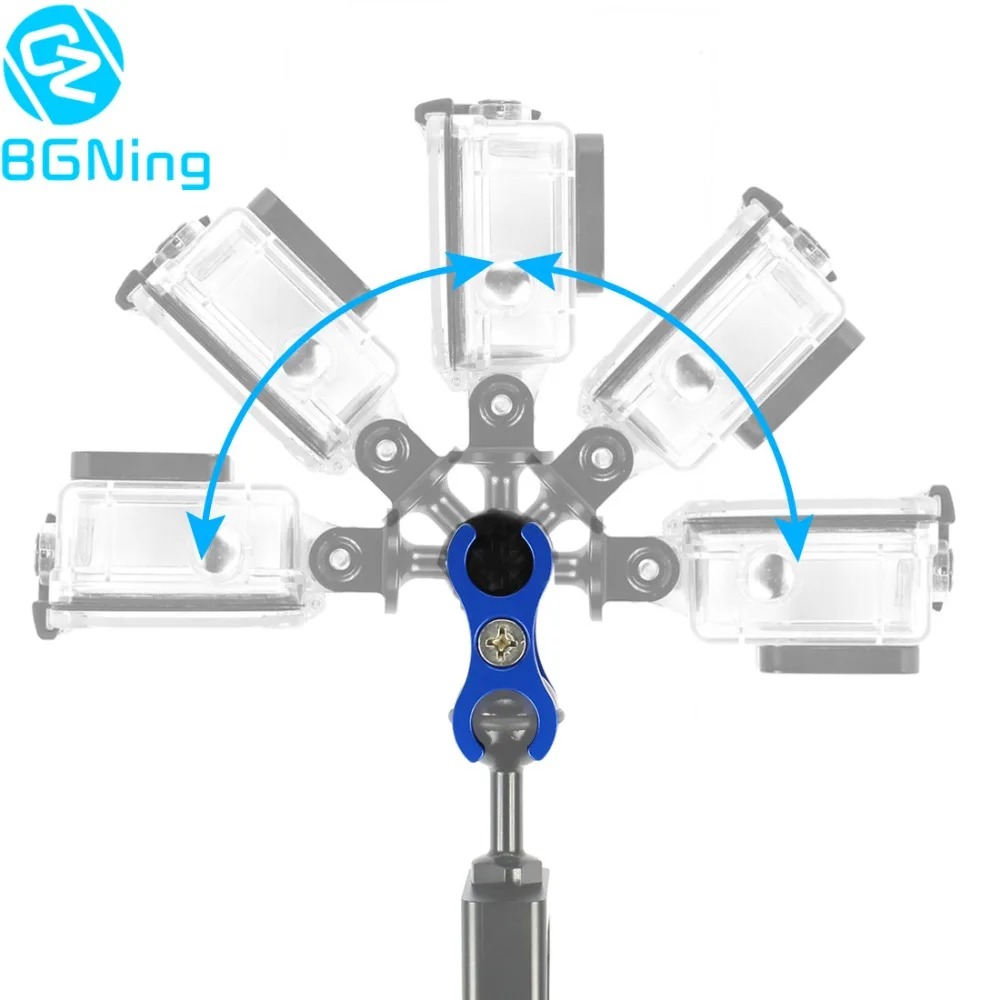 

Diving Light Arm Adapter Butterfly Clip 1inch Ball Head Clamp Mount for GoPro 7 6 5 All Sports /SLR Camera with 2/3 Open Holes