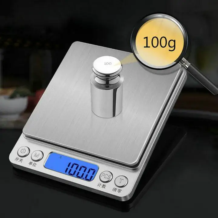 3000g 0 1g 200g 0 01g 500g 0 01g English Shows Electronic Balance 