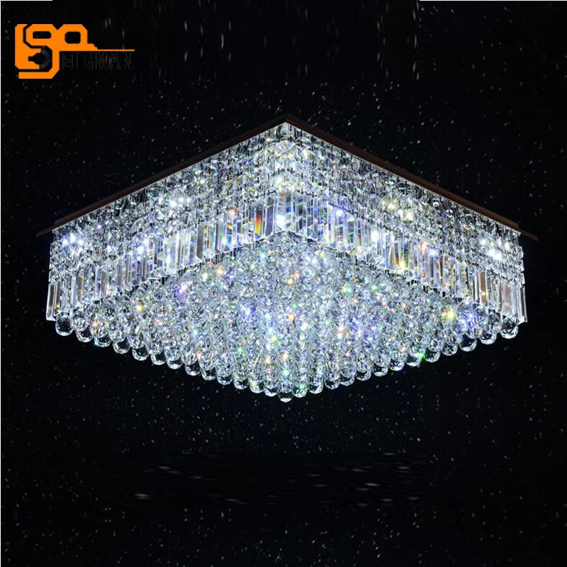 

bigman new rectangle crystal chandelier ceiling LED lamp L80*W60*h25cm lustre living room lights