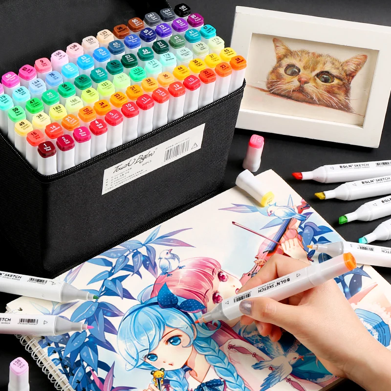 Набор маркеров для студентов аниме с двойной головкой цветная маслянистая поп-ручка 60/80 цветов для начинающих цветная маркерная ручка художественные принадлежности