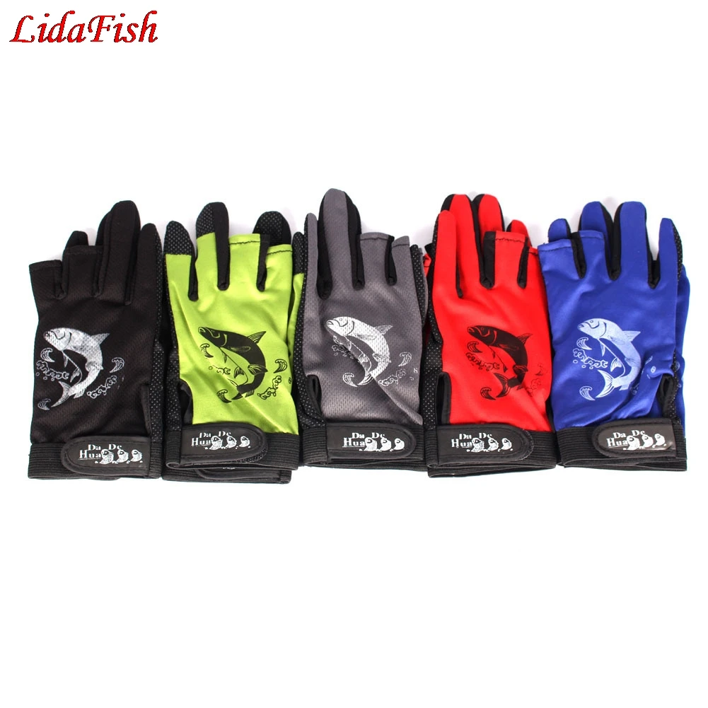 1 Pair 3 Half Finger Fishing Gloves Skidproof Resistant Half Finger