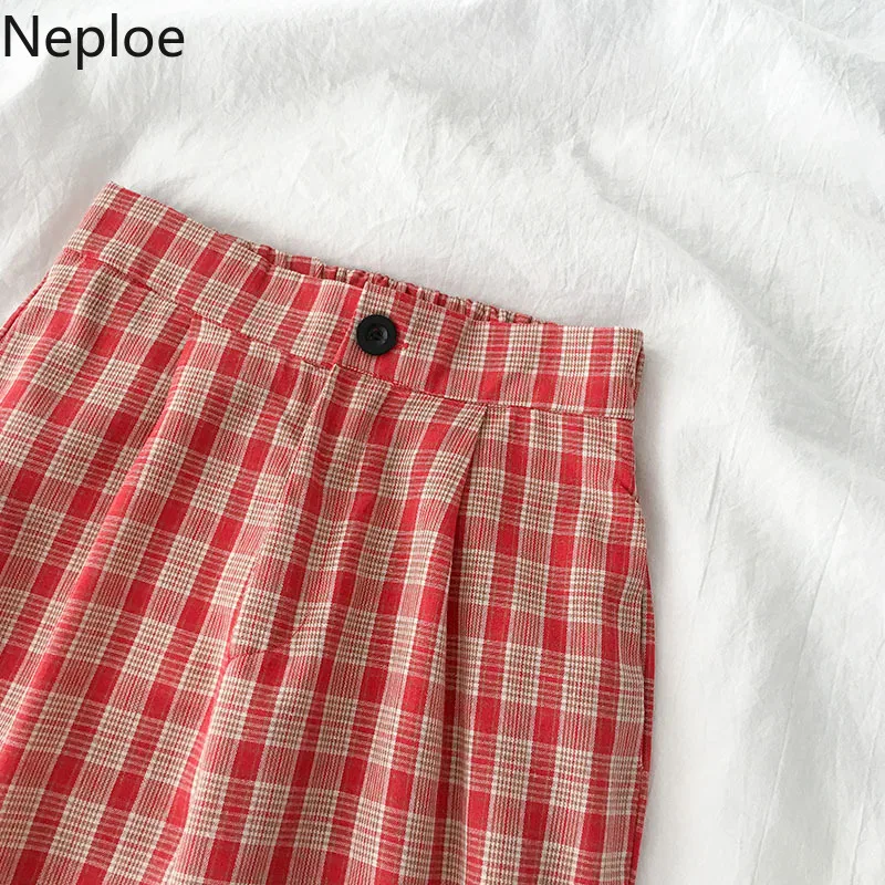 Neploe Harajuku широкие брюки высокая эластичная талия женские хлопковые красные