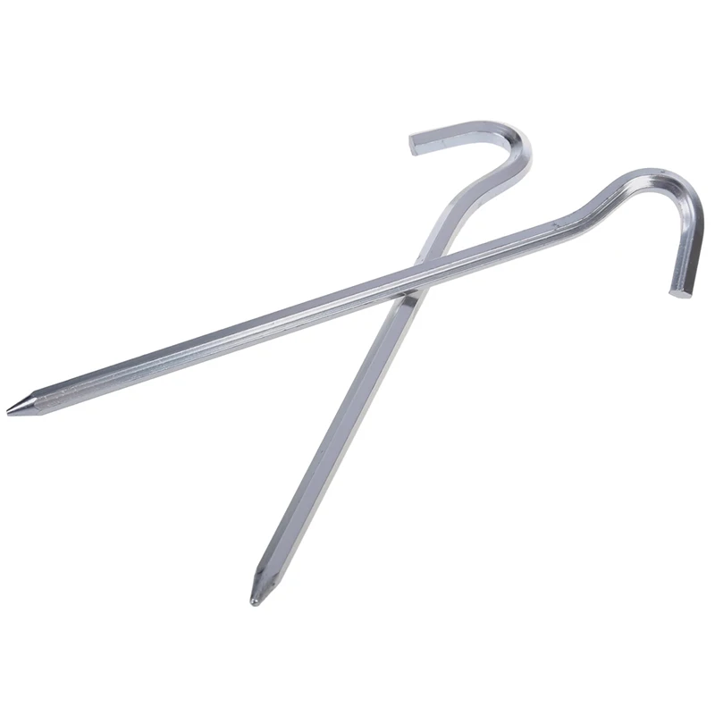 10 pcs 18cm Outdoor Camping Hiking Aluminum Alloy Tent Pegs Stakes Hook Ground Pin Prismatic Nail Silver#8