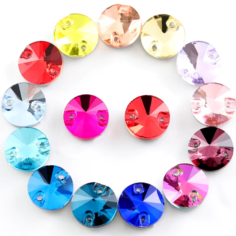 

29 Colors 6 Sizes Round Rivoli Sewing Rhinestone Crystal Sew On Rhinestones Flatback Glass Round Sew on Stones For Clothes Y2818