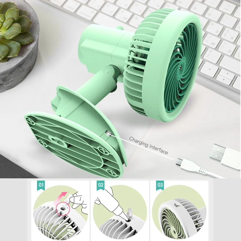 Skup KUULAA Mini USB akumulator wentylator chłodzący klip wentylator biurkowy podwójnego zastosowania akademik domowy nocny przenośny pulpit biurowy
