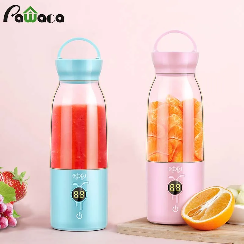 

2 In 1 USB Rechargeable Electric Juicer Cup Blender Mixer 450mL Portable Mini Juice Maker with 6 Blades for Juice and Smoothies
