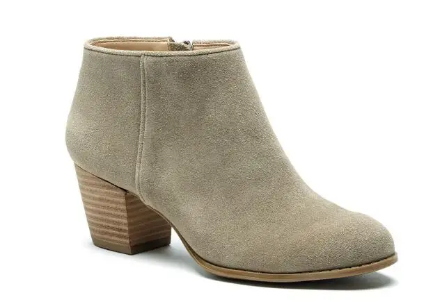

Spring and autumn woman suede ankle boots Ladies round toe chunky medium heel short boots Dress shoes SIZE 34-43