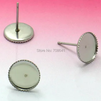 

Stainless Steel 10mm Round Bezel Cabochon Base Stud Earrings Post Bases Settings Ear Pins Earrings DIY Findings Jewelry Making