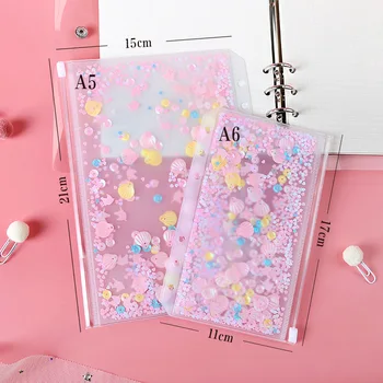 

Pink Cute Transparent PVC File Folder Loose-leaf binder Bag Pouch Diary Planner Storage Bags Kawaii Supplies A5/A6