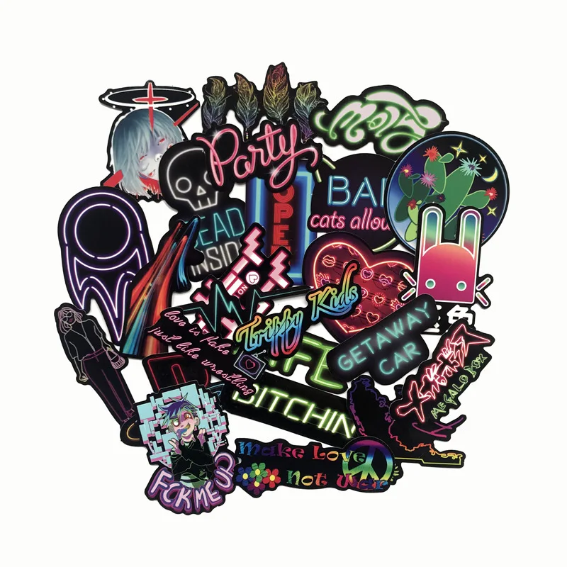 25Pcs Cool Neon Light Sticker Animal Cute Decals Waterproof Stickers DIY Gifts for Children to Laptop Guitar Fridge Bicycle Car 25Pcs Cool Neon Light Sticker Animal Cute Decals Waterproof Stickers DIY Gifts for Children to Laptop Guitar Fridge Bicycle Car