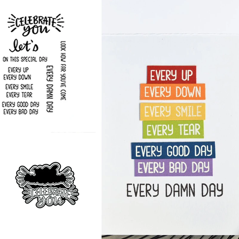 

Celebrate You Clear Stamp With Metal Cutting Dies Stencils Sets For DIY Scrapbooking Christmas Decorative Embossing Craft Dies