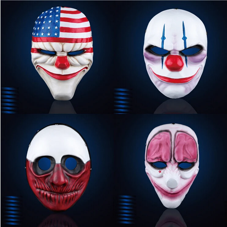 4 шт. Косплей Payday 2 маска Heist Dallas/Wolf/цепи/Косплей хокстона Хэллоуин ужас бензопила клоун Маскарадная маска