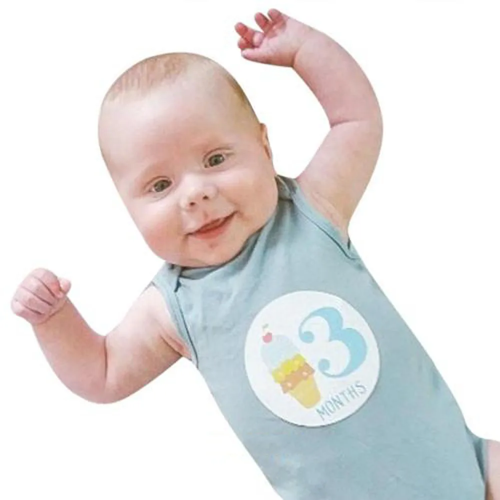 

12Pcs/lot Decoration DIY Craft Personalized Baby boy Girl Month Stickers decorative stickers Baby photo cute sticker