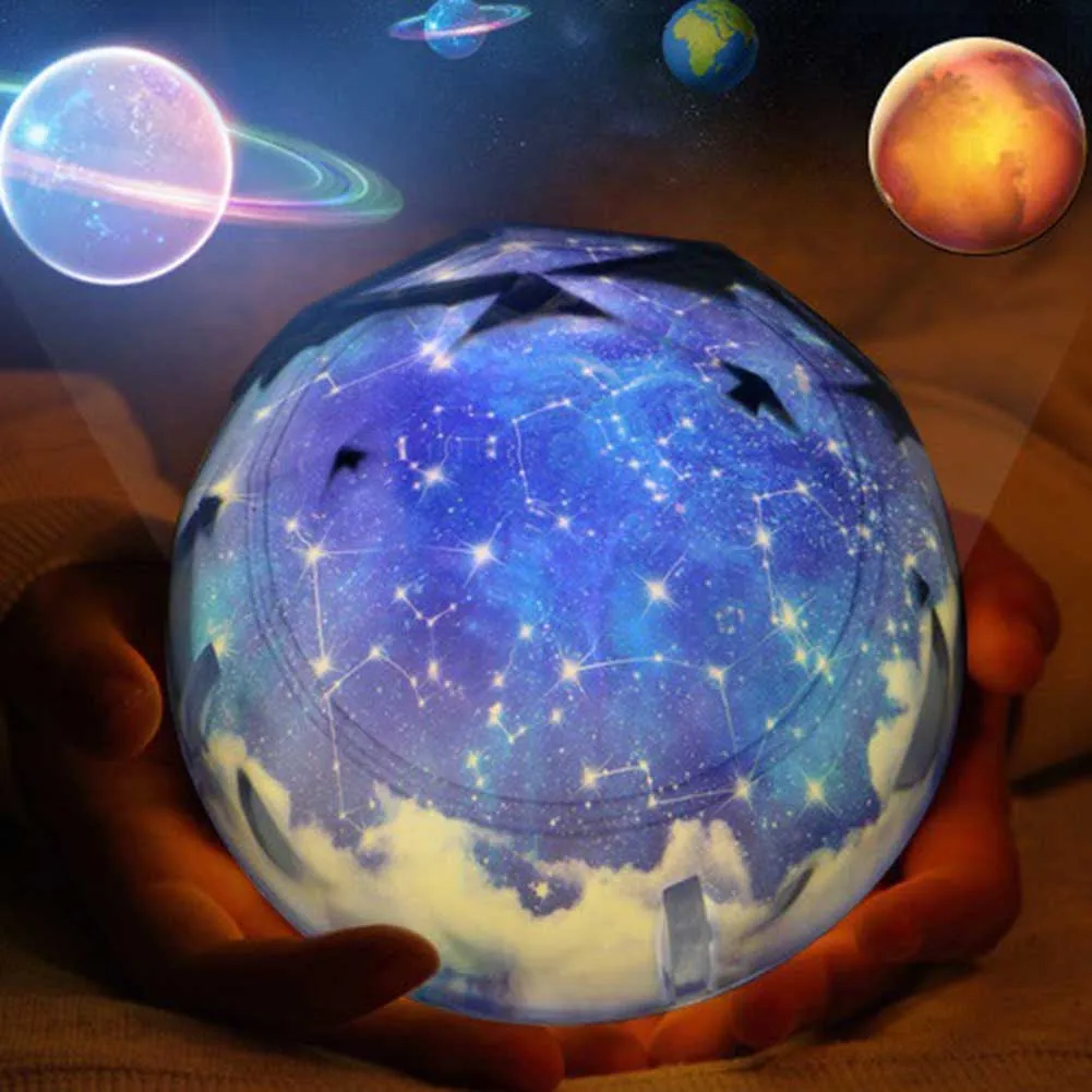

LED Night Light USB Rechargeable Starry Sky Star Moon Planet Cosmos Projector Lamp Kid Birthday Gift --M25