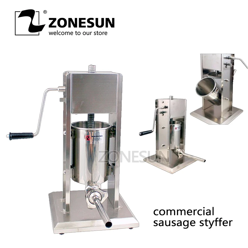 

ZONESUN Homemade Sausage Meat Stuffer Stainless Steel Manual Sausage Filling Machine Kitchen Tool Sausage Maker