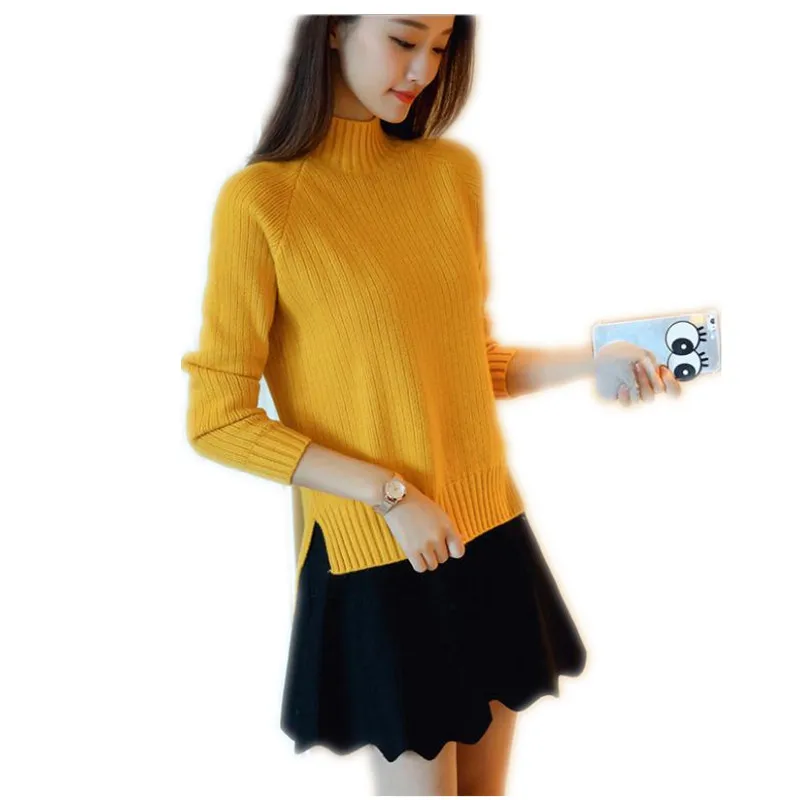 

2018Turtleneck Warm Winter Women Sweater And Pullovers Female Short Knitted Tops Jumper High Elastic Sweater Female KnitwearQ981