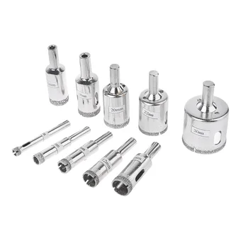 

Diamond Coated Core Hole Saw Drill Bit Set Tools For Tiles Marble Glass 10Pcs