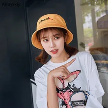 Женские Панамы с защитой от солнца на открытом воздухе на каждый день с вышитыми буквами, Женская Рыбацкая шляпа в Корейском стиле, одноцветная универсальная трендовая Повседневная шапка