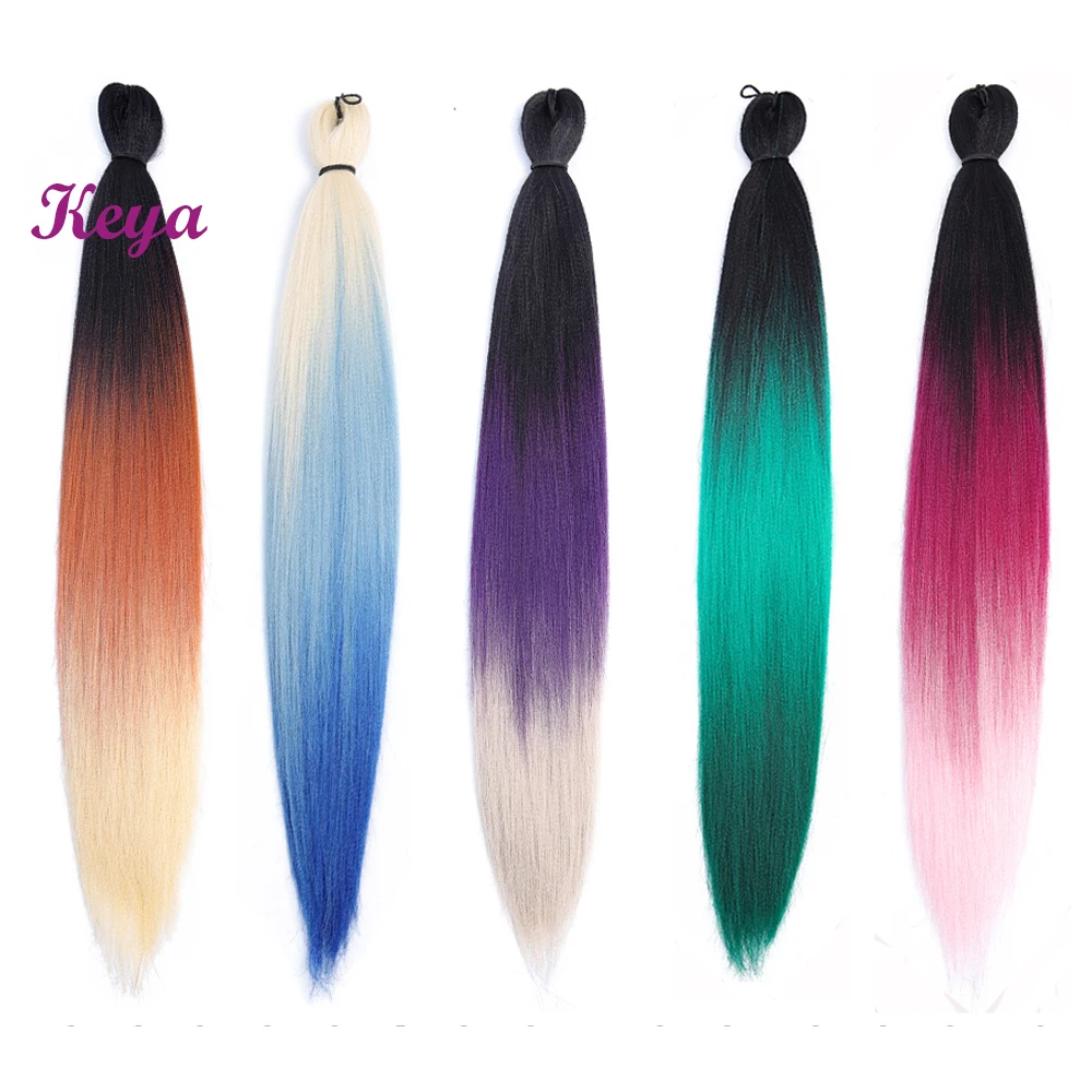 

Keya Jumbo Briads Pre-Feathered for Easy Braiding Hair Natural layers 24 Inch Synthetic Lightweight Wear Hair Extensions