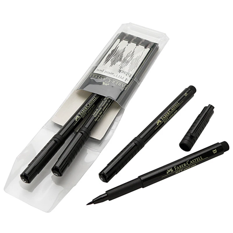4 Artist Pen Black Fineliner Set Faber-Castell Marker 