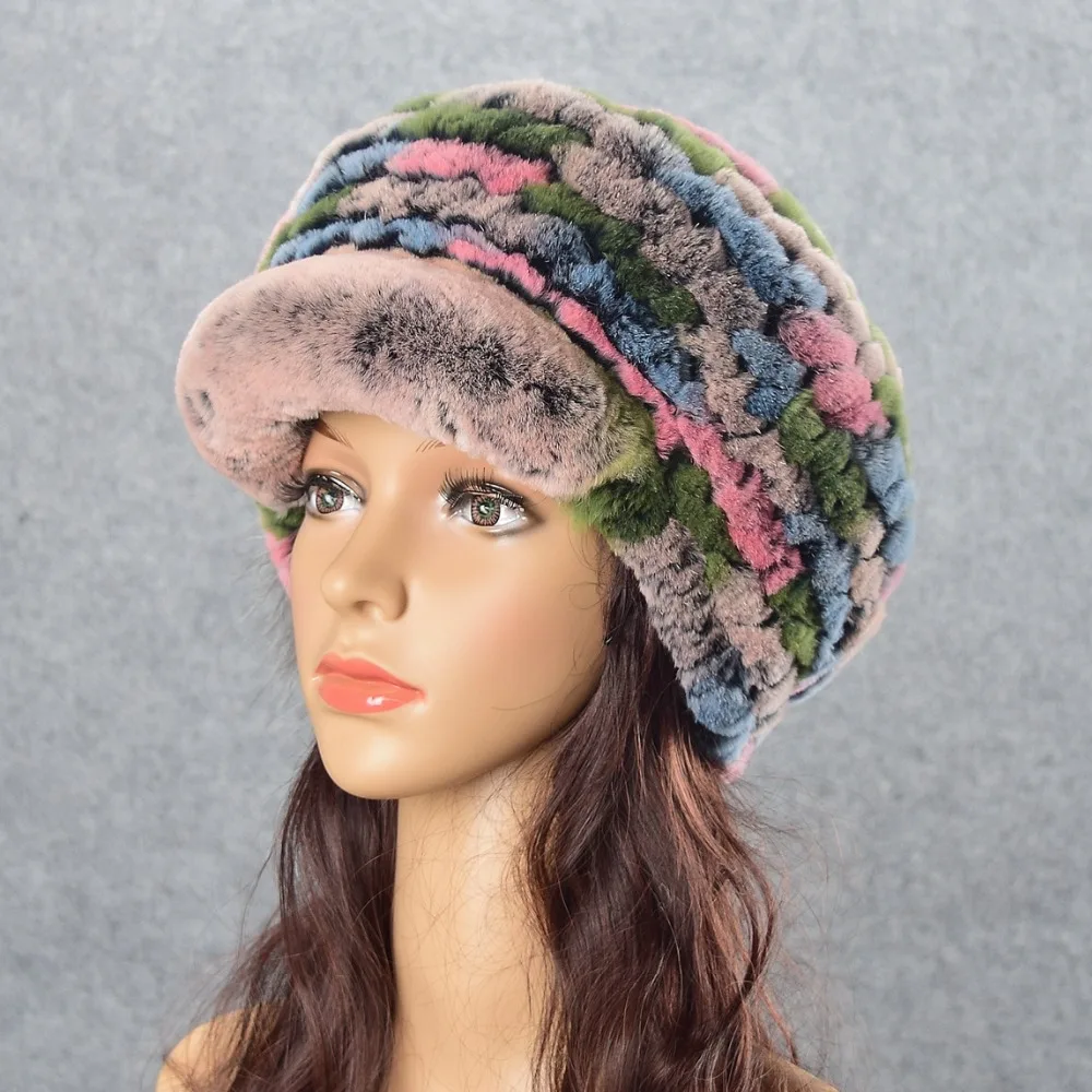 

2018 New Arrival Women Autumn Winter Fur Hat Fashion Lady's Real Rex Rabbit Fur Hat Warm Winter Female hat Cap