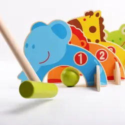 2018 новые детские деревянные мультфильм Животные Gateball игрушки Семья Открытый Крокет гольф игрушка родитель игры для детей