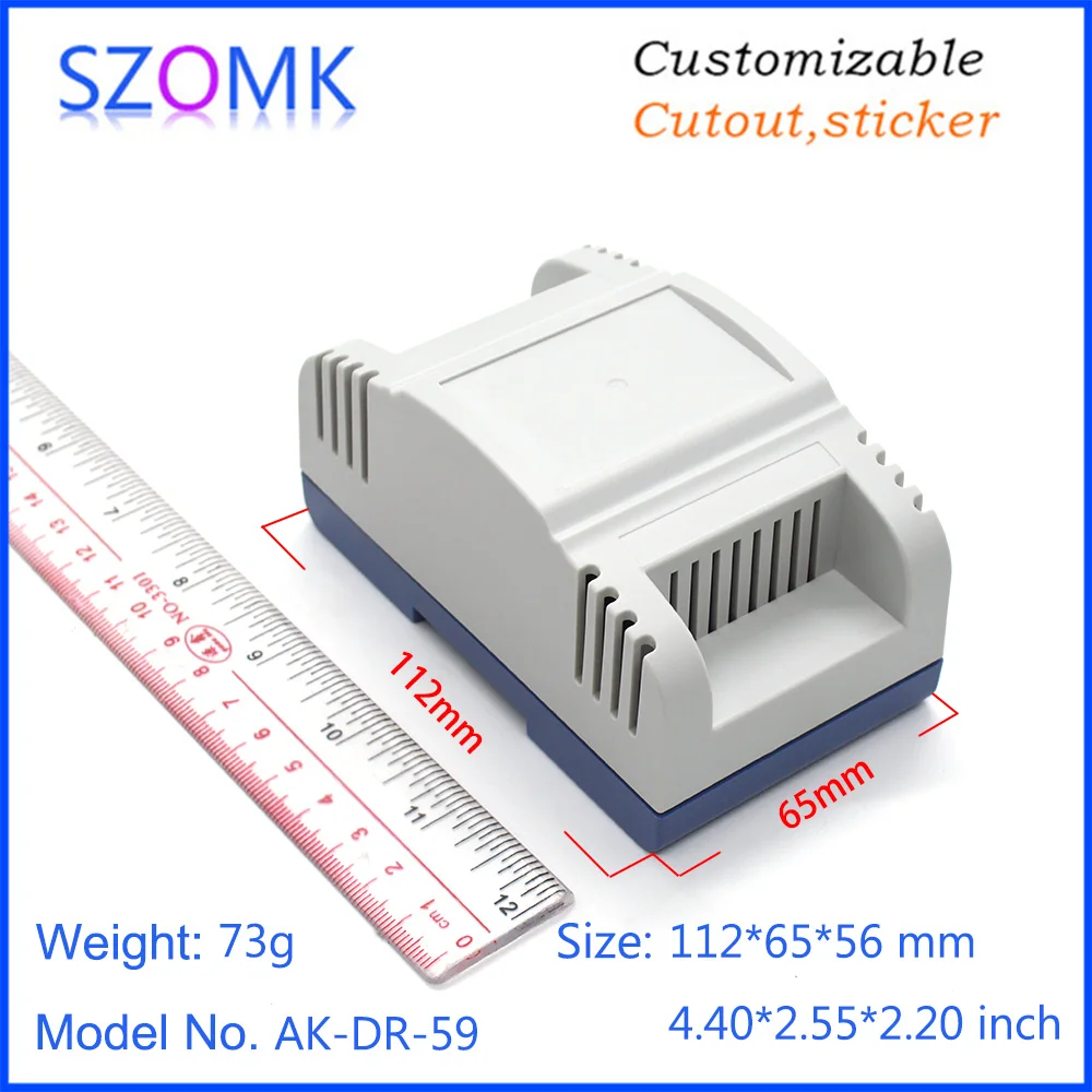 

4 Pcs 112*65*56mm szomk electrical PLC din rail controller switch box energy meter plastic instrument housing for pcb enclosure