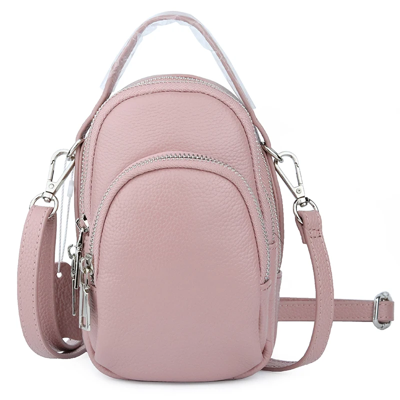 

Luxurious 100% Cowhide Leather Three Zipper Compartment Women Cross-body Bags 2019 European And American Women's Messenger Bags