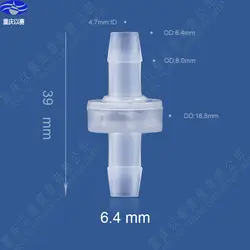 6,4 мм Пластиковые обратный клапан для воды 100 шт. в партии, один путь клапан, газообразного топлива или воды Жидкость один способ клапан, viton