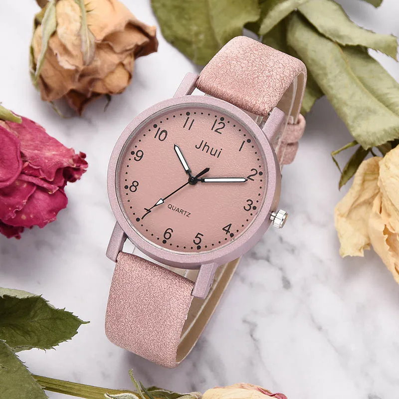 

Women Retro Style Quartz Watches Frosted PU Leather Band Casual Watches LXH